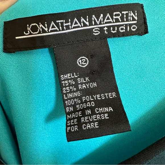 JONATHAN MARTIN Vintage Y2K Sheer Burnout Silk Blend Dress Asymmetric Hem 12 - Picture 12 of 16